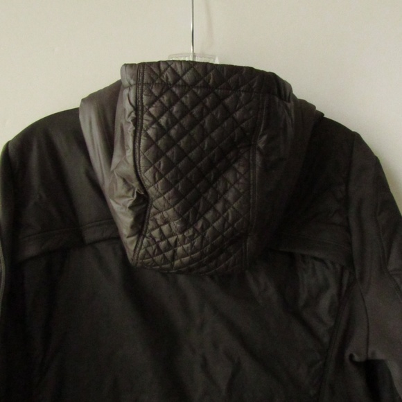 Athleta Dark Gray Stretch Sides Quilted Accent Hooded Jacket Women's M - Picture 10 of 16